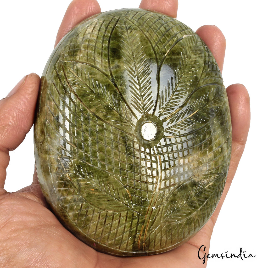 2640 Ct Natural Green Vessonite Round Hand Carved Earth Mined Huge Loose Gems