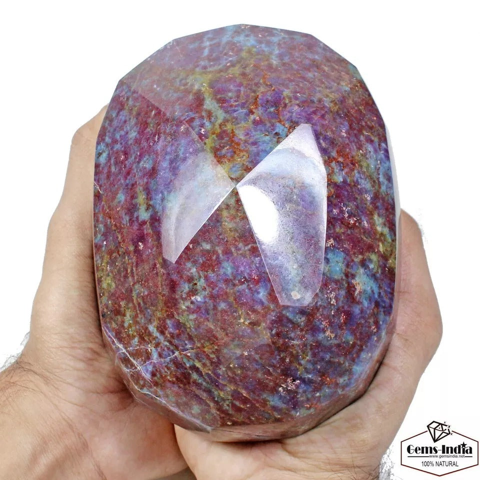 2.19 Kg Natural Untreated Bi Color Ruby Kyanite Oval Faceted Huge Size Loose Gem