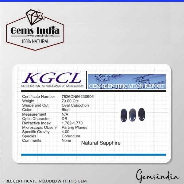Blue Sapphire Lot, Cabochon, Color Enhanced — 3 Pieces, 14-15mm, 73 Ct, Madagascar