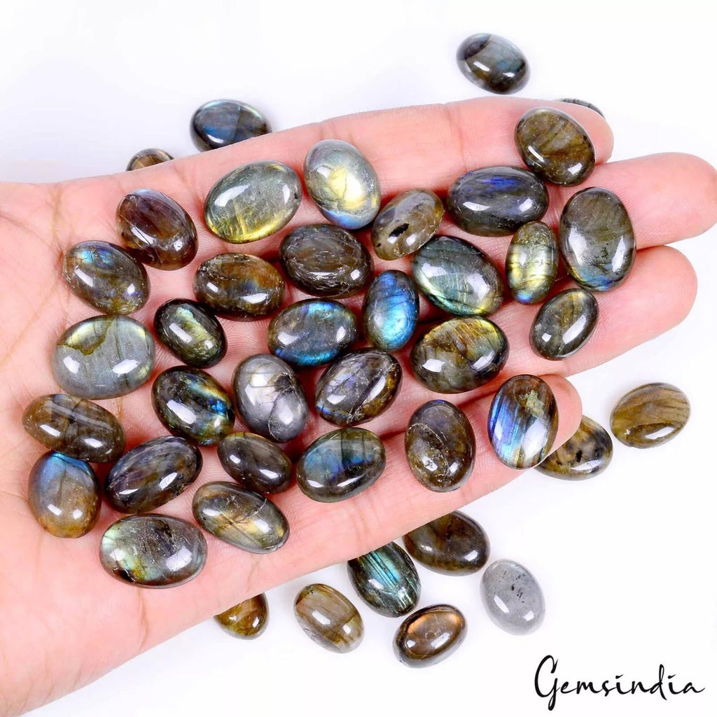 530 Ct/57 Pcs Natural Untreated Multi Color Shine Labradorite Mix Cab Loose Gems