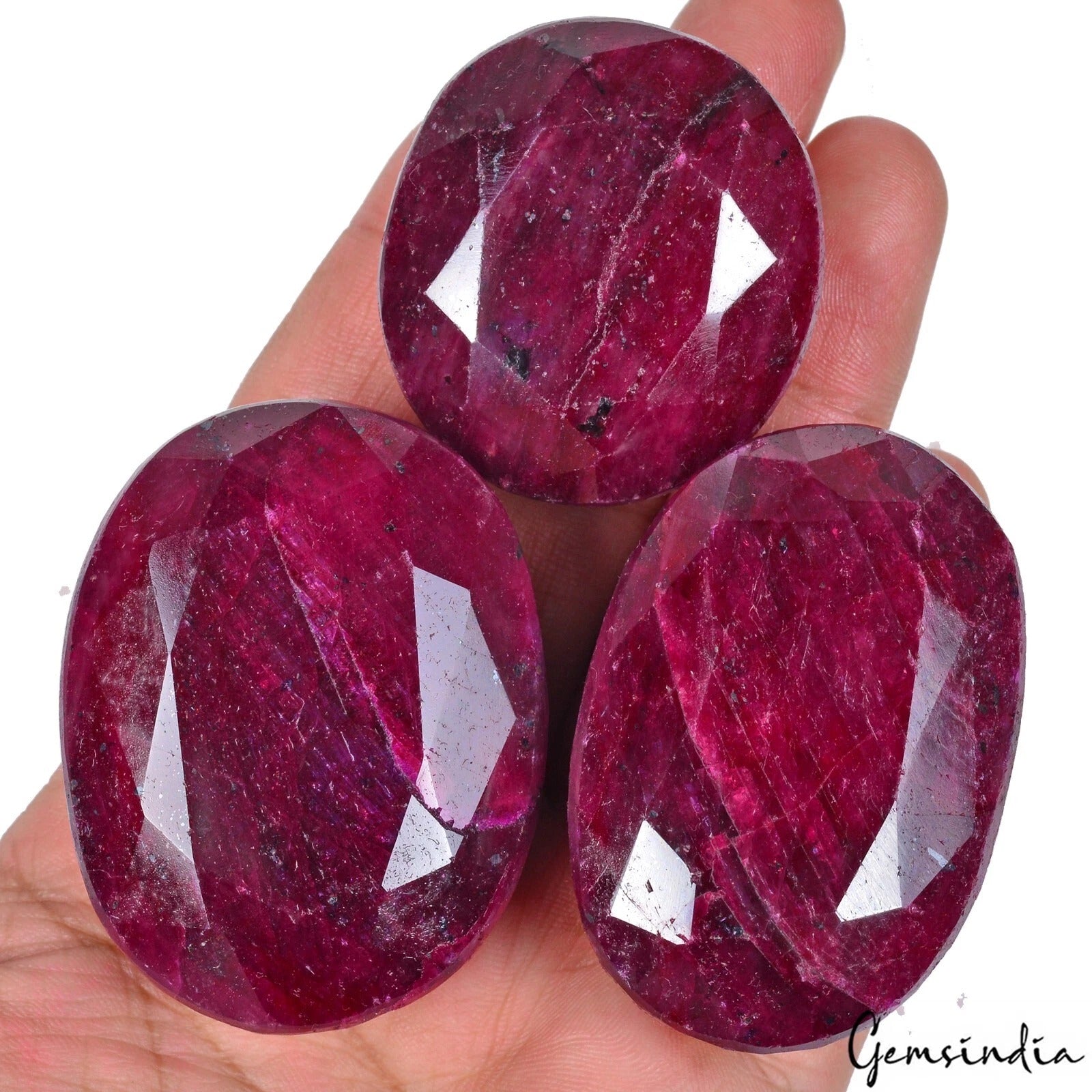 1900 Cts Natural Red Ruby From Madagascar Oval Faceted Cut Loose Gemstones~ 3 Pc