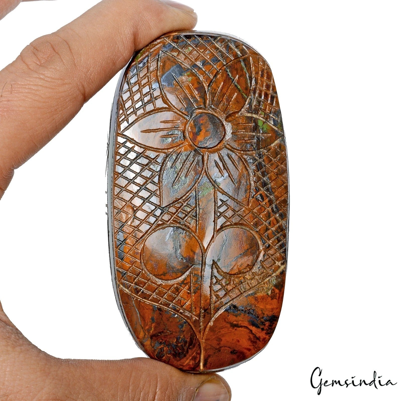 Tiger Eye Carving, Untreated, Brown — 93 x 49 x 31 mm, 1500 Ct