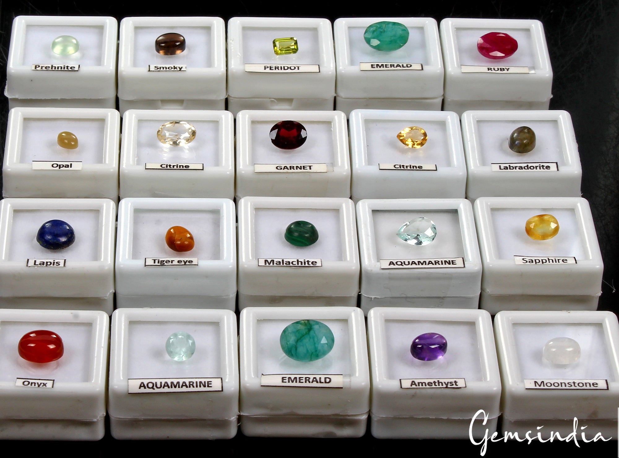20 Pcs Estate Genuine Multi Gems Loose Multi Color Gemstones Collection w/ Boxes