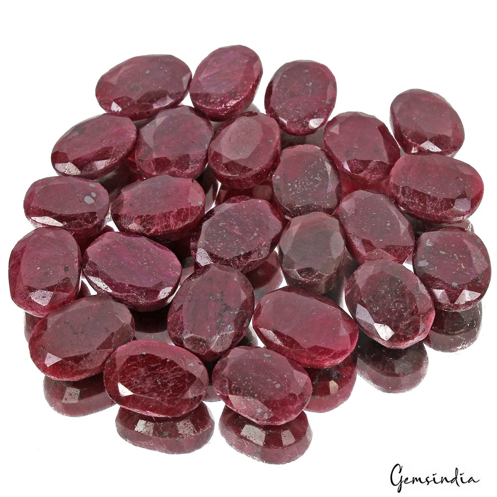 430 Ct Natural Red Ruby Oval Cut Faceted Wholesale Gemstone Lot 24Pc For Jewelry
