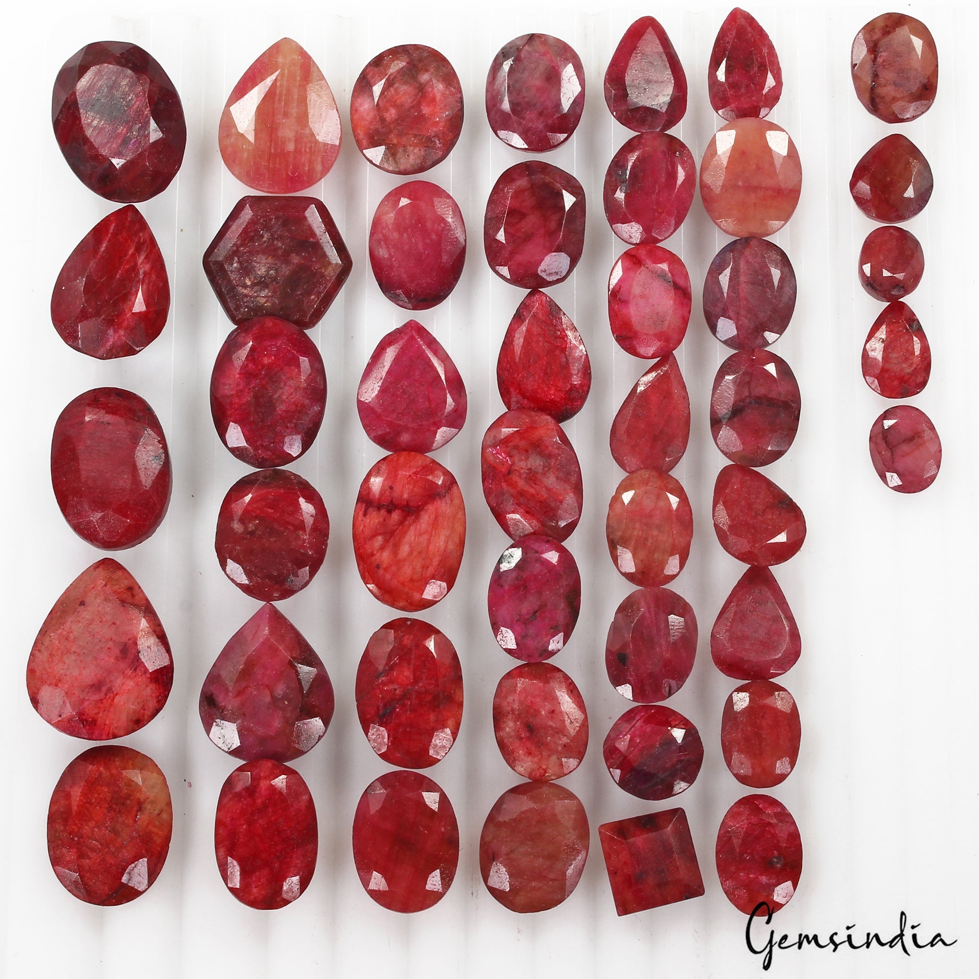 Certified 500 Cts/45 Pcs Natural African Red Ruby Mix Cut Loose Gems For Jewelry