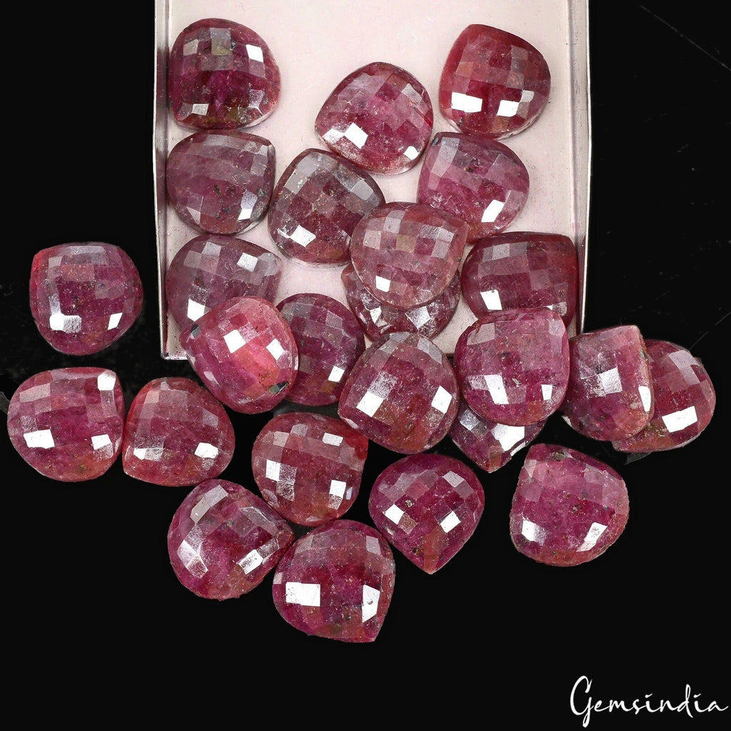 25 Pcs Natural Top Red Ruby Pear/Heart Checker Cut Loose Gemstones Lot ~660 Cts