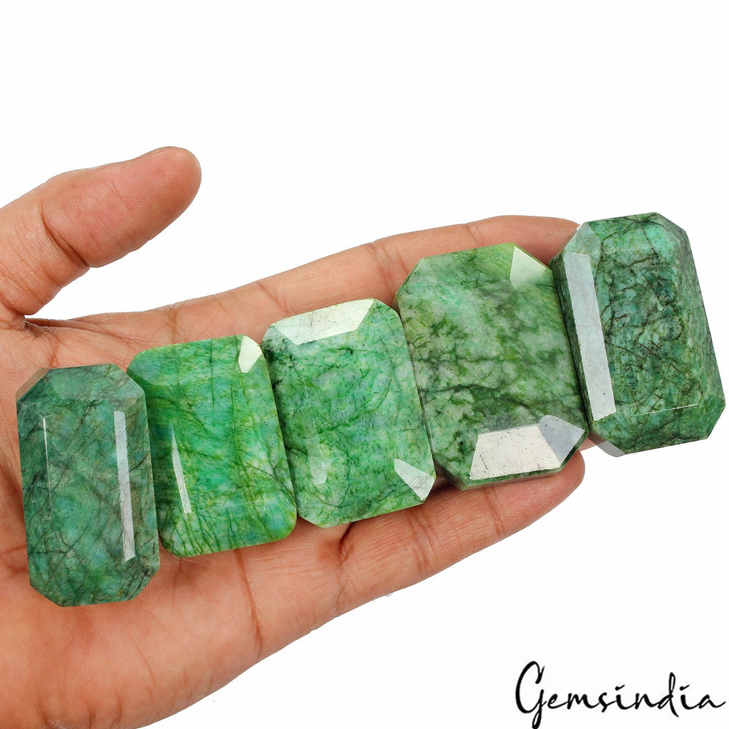 1600Ct Natural Green Emerald Octagon Cut Loose Earth mined 45-52mm Gemstones Lot
