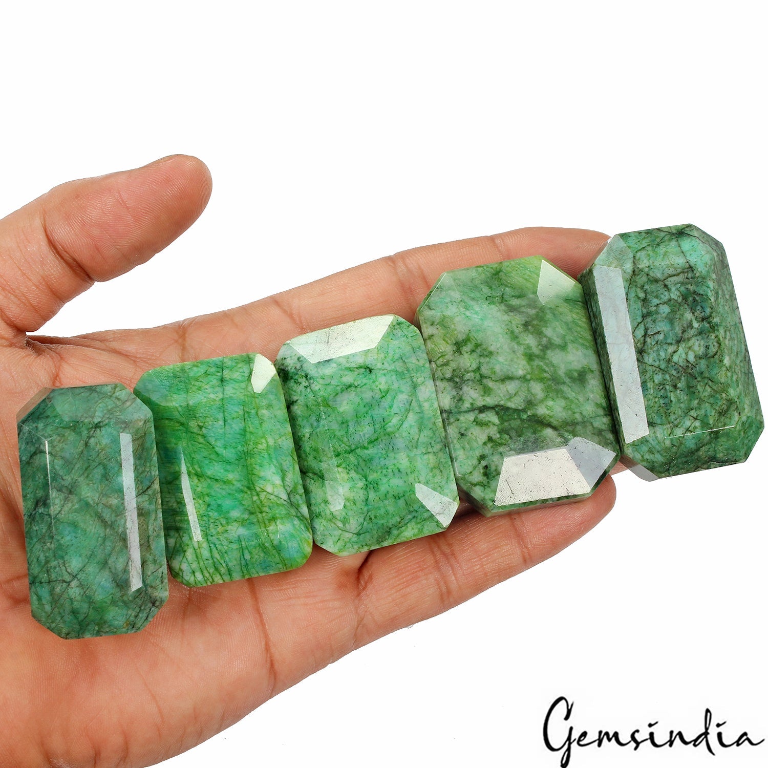 1600Ct Natural Green Emerald Octagon Cut Loose Earth mined 45-52mm Gemstones Lot