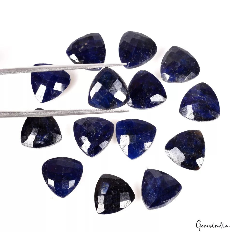 Certified 88.80 Cts/14 Pcs Natural Blue Sapphire Trillion Checker Cut Gems Lot