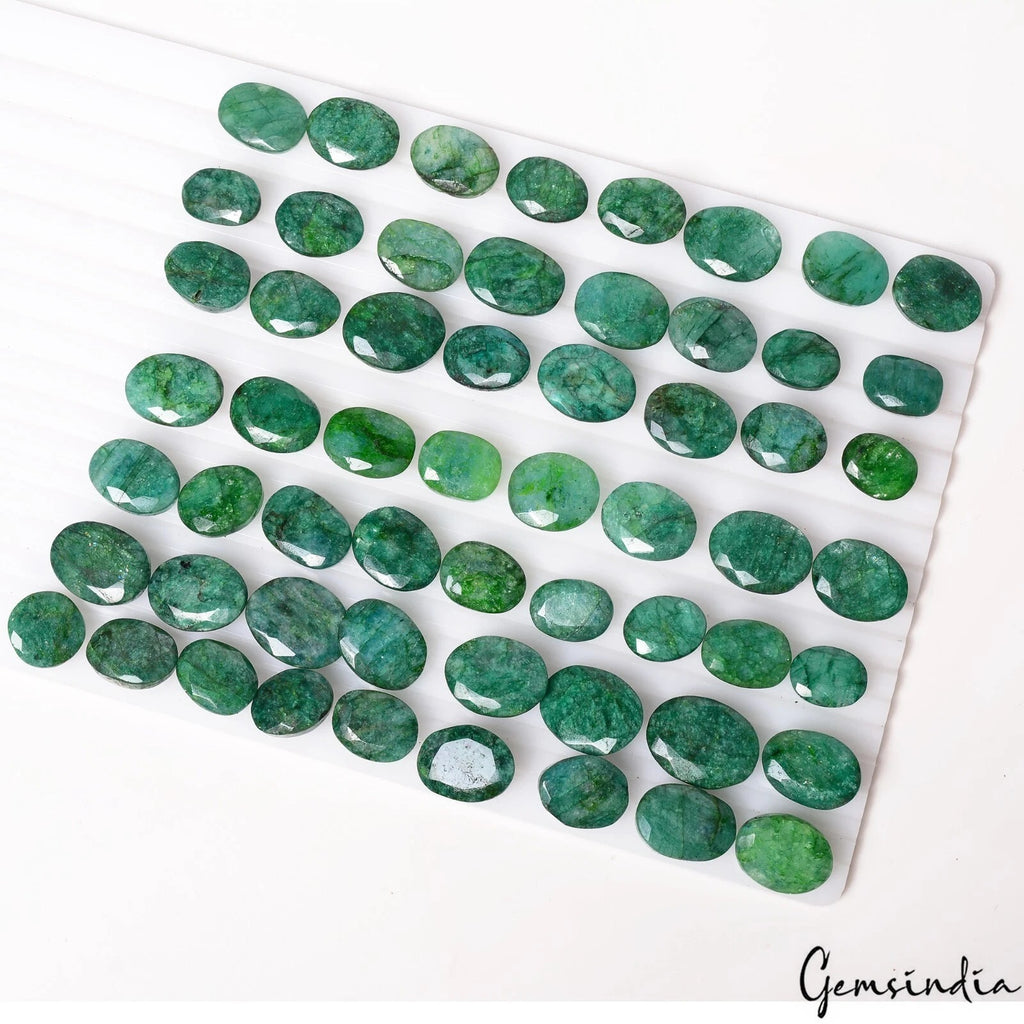 Emerald Lot, Loose Gemstone, Oval Cut, Color Enhanced — 58 Pieces, 13mm to 21mm, 740 Ct, Brazil
