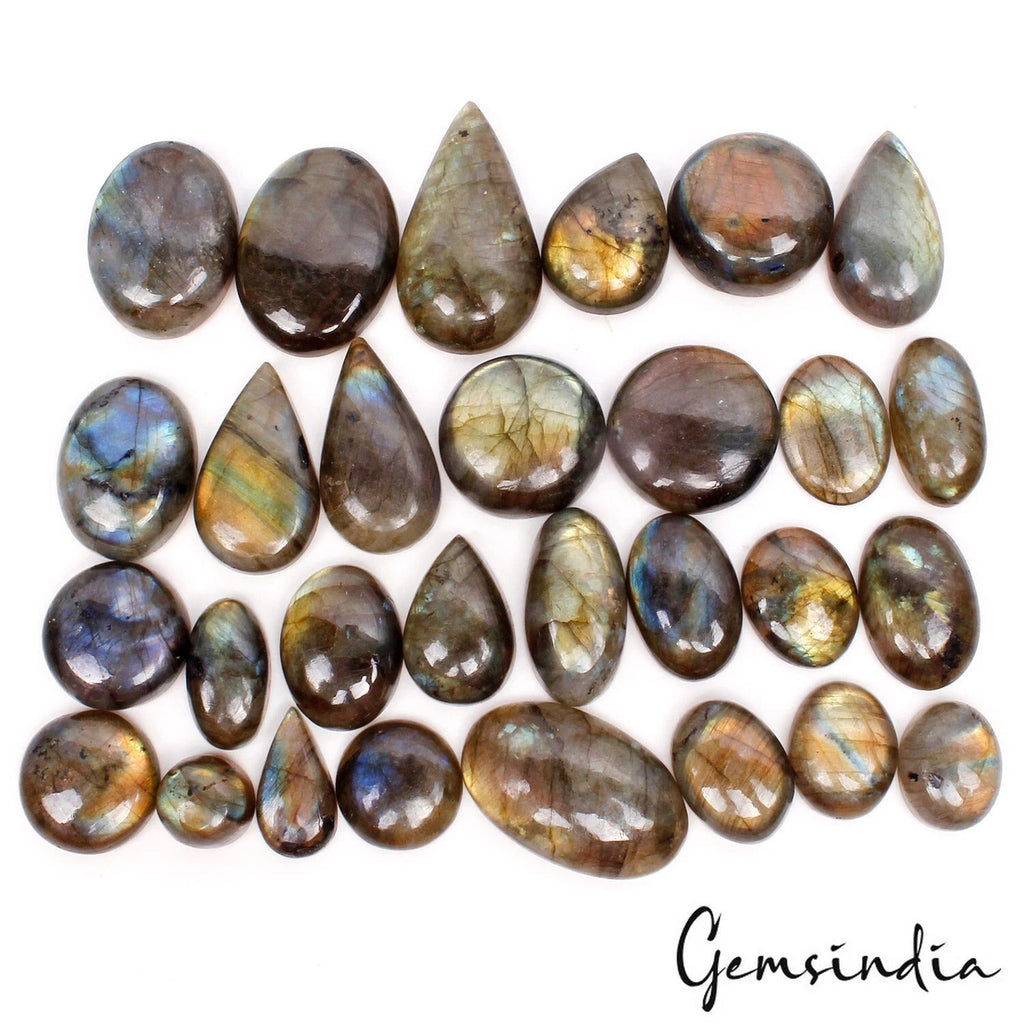 700 Cts/29 Pcs Natural Untreated Multi Shine Labradorite Mix Cab Loose Gems Lot