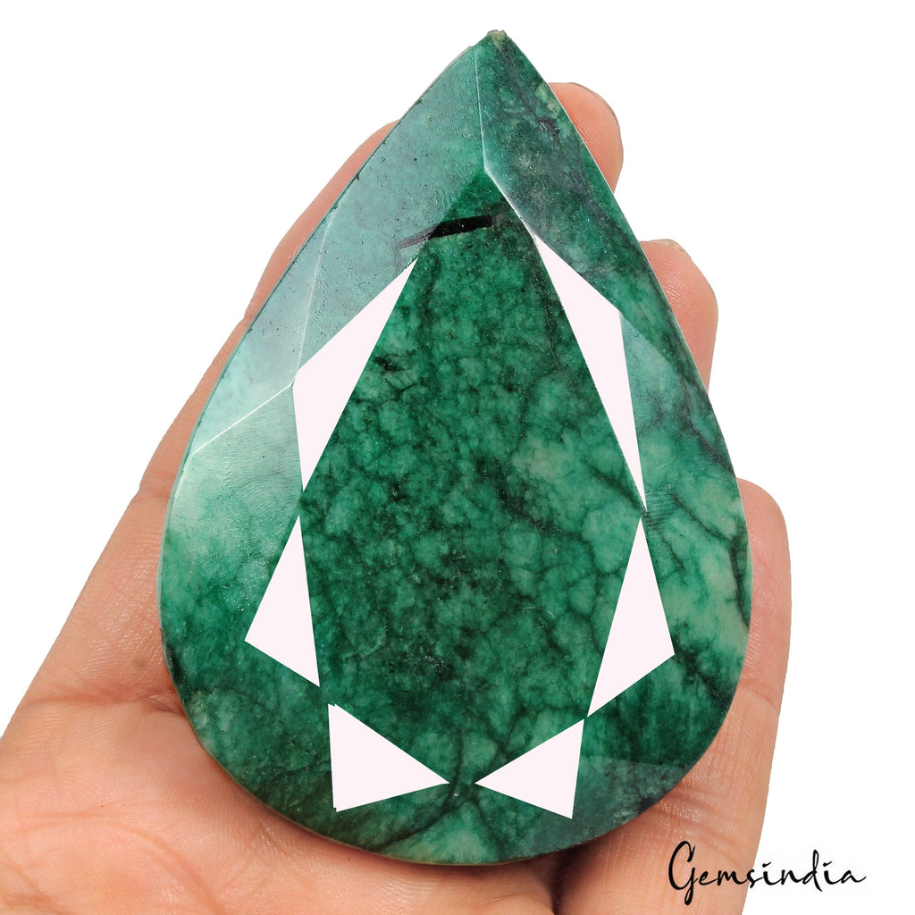 990 Ct Natural Green Zambian Emerald Pear Cut Faceted Earth Mined Huge Size Gems