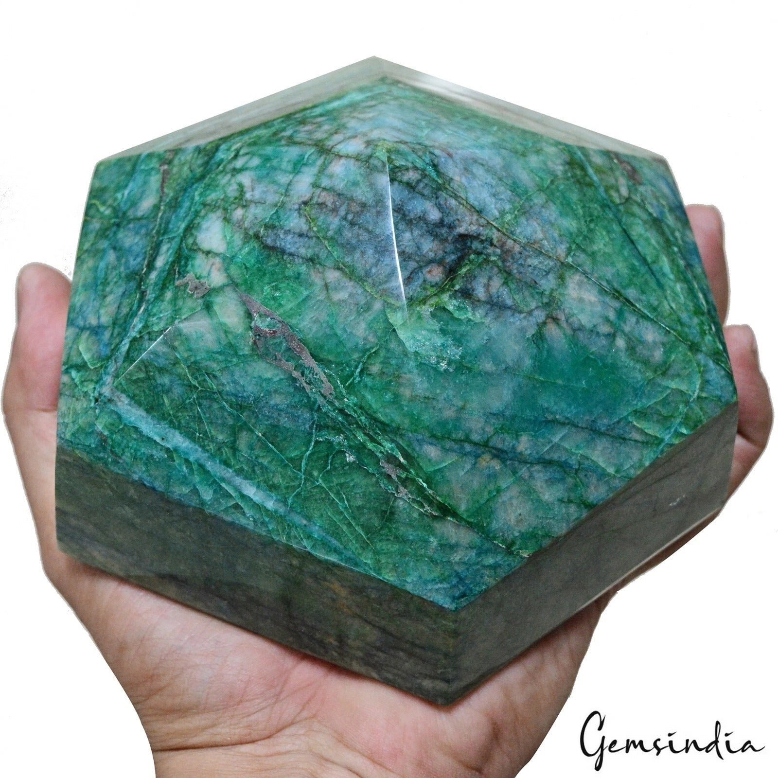 2.2 Kilo Natural Green Emerald Earth Mined Hexagon Cut Home Decor Gemstone