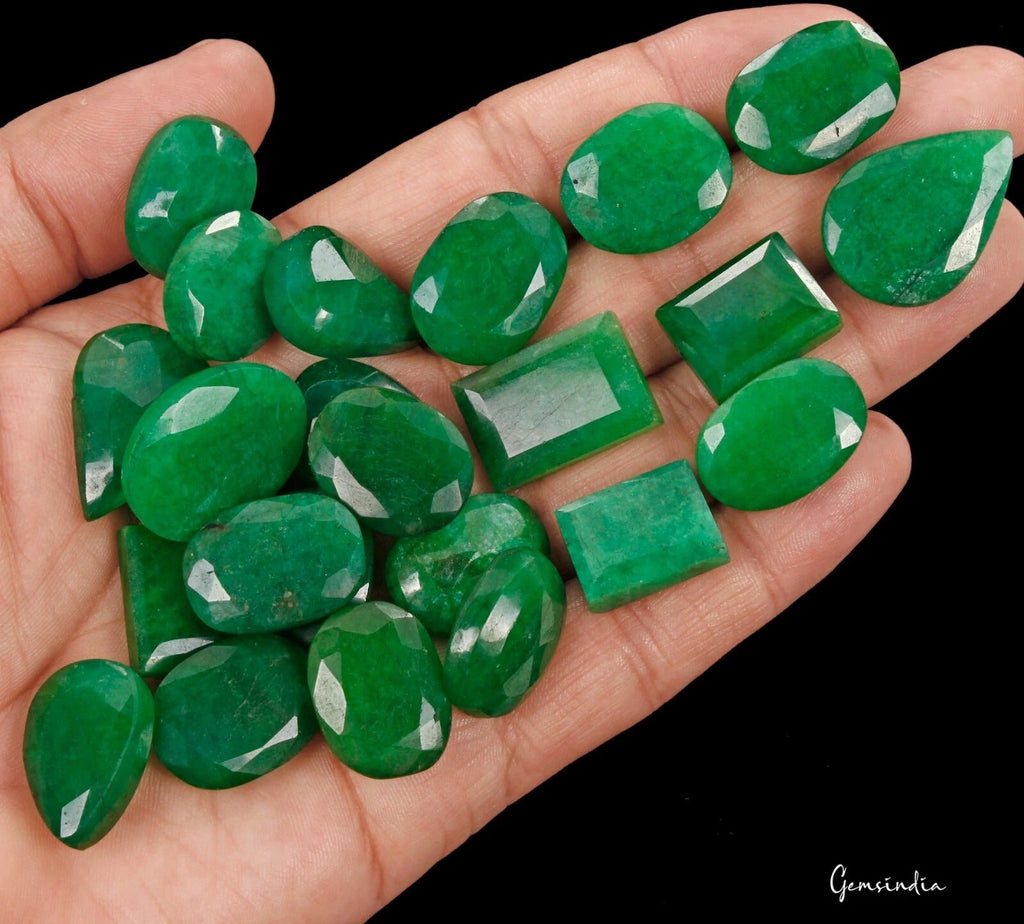 23 Pcs 100% Natural Green Colombian Emerald 17-26mm Mix Cut Loose Gems Lot 520Ct