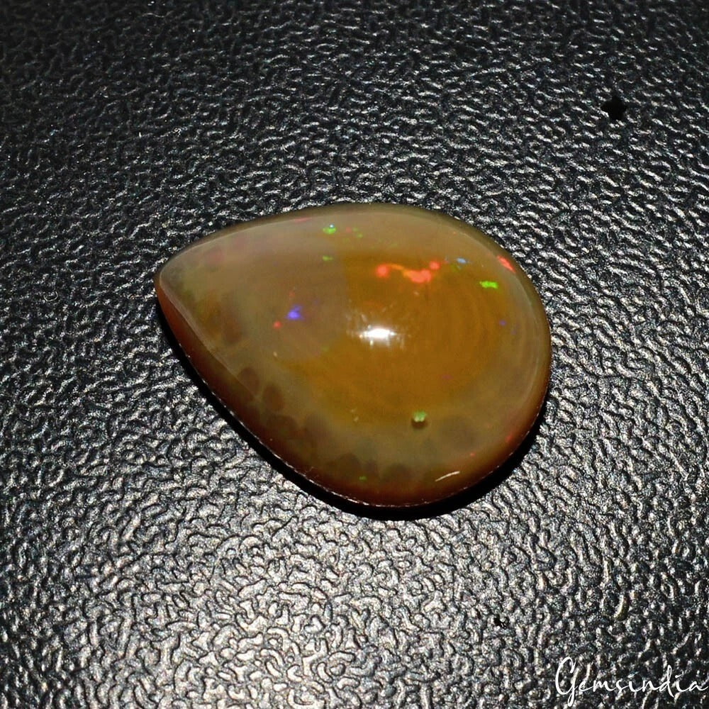 Certified 4.60Ct Natural Untreated Brown Multi Shine Ethiopian Opal Pear Cab Gem