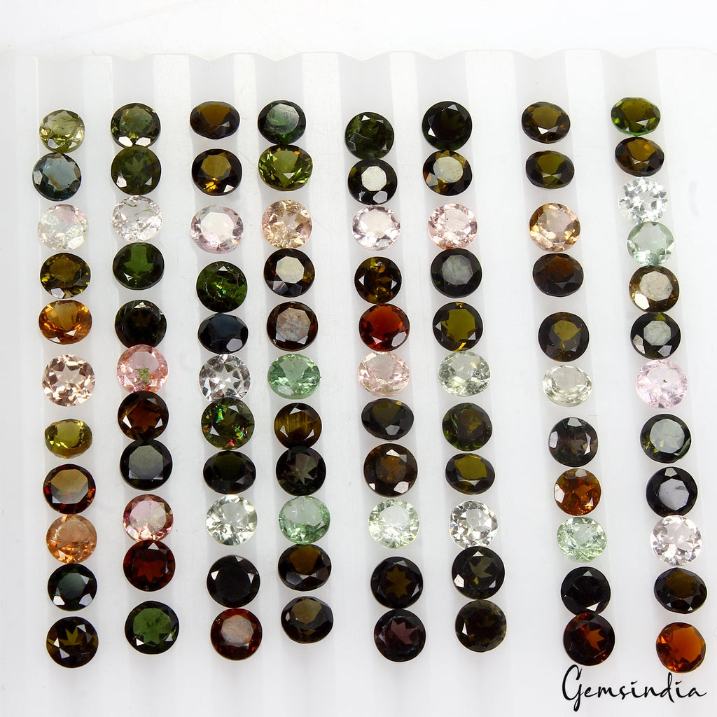 42.10 Cts Excellent Round Cut Natural Multi Color Tourmaline 89 Pcs Loose Gems