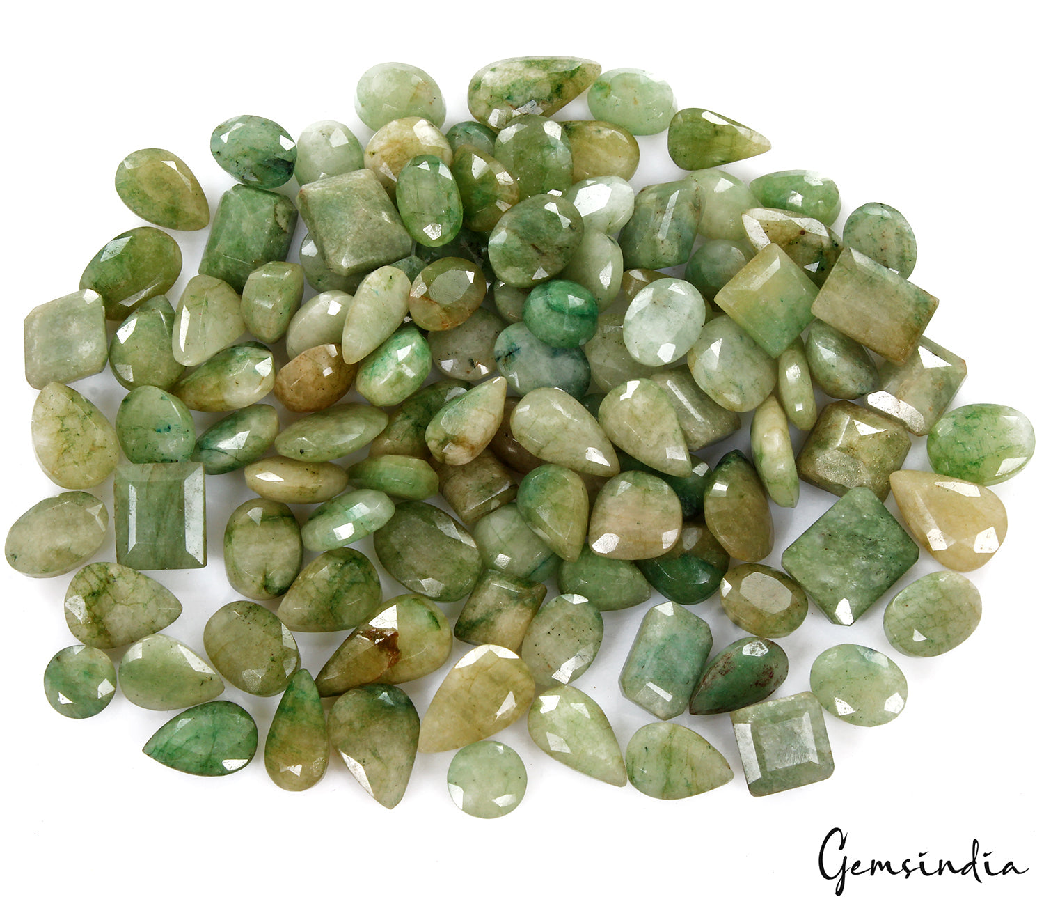 500 Ct/103Pc Natural Green Brazilian Emerald Loose Gemstones Lot Mix Cut 10-17mm