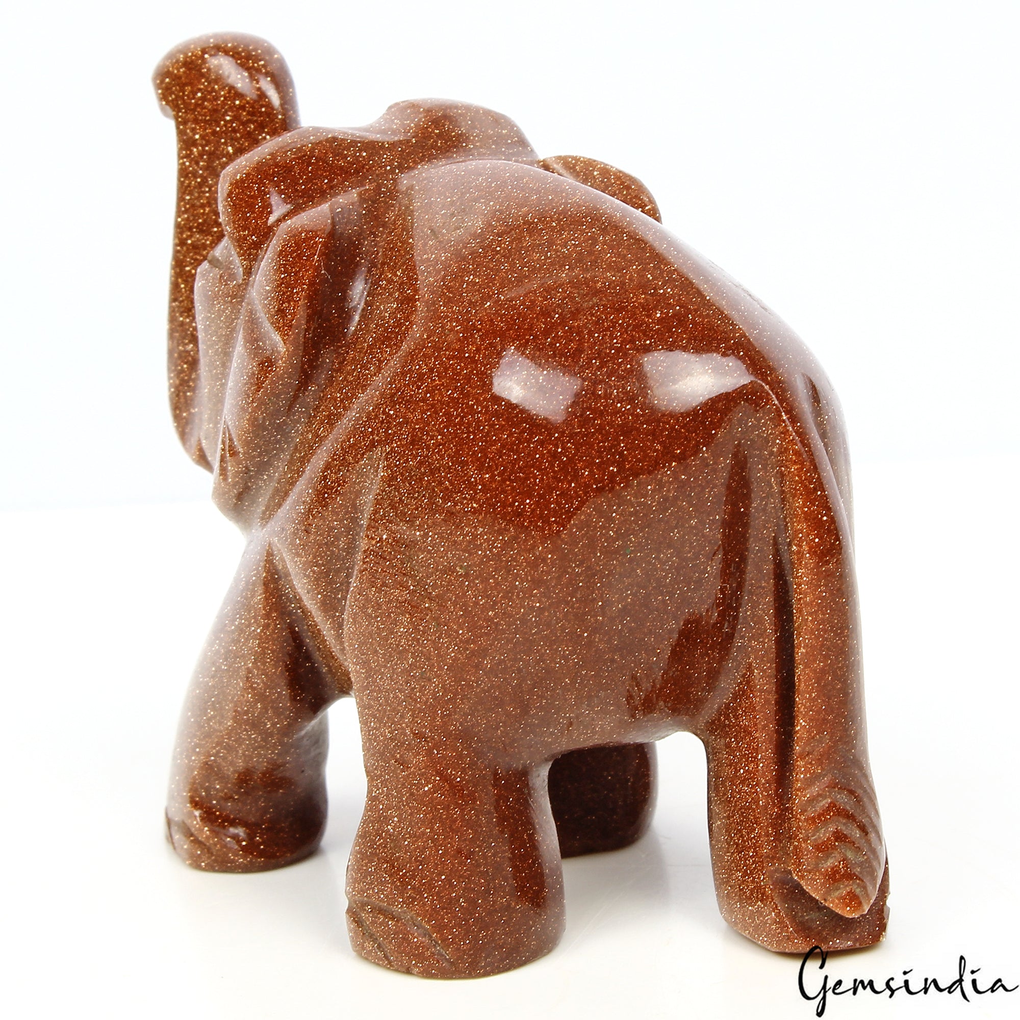 Natural Sunstone Trunk Up Elephant Statue 780 Cts Home Decor Artwork Sculpture