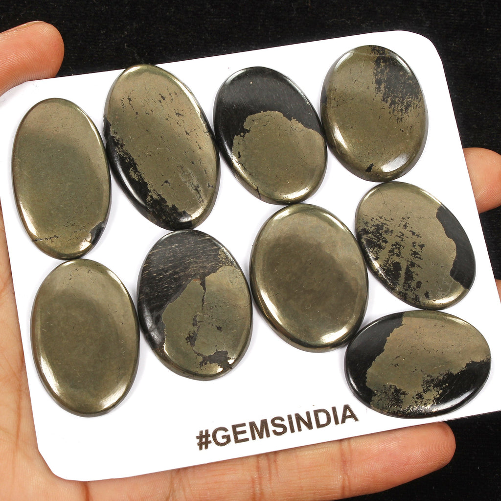 9 Pcs Natural Apache Gold Untreated 35mm-40mm Cabochon Huge Loose Gemstones Lot