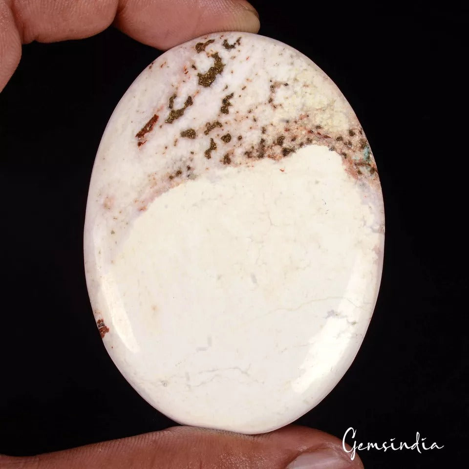 Turquoise Cabochon, Oval Cabochon, White — 64 x 47 x 6mm, 189.80 Ct