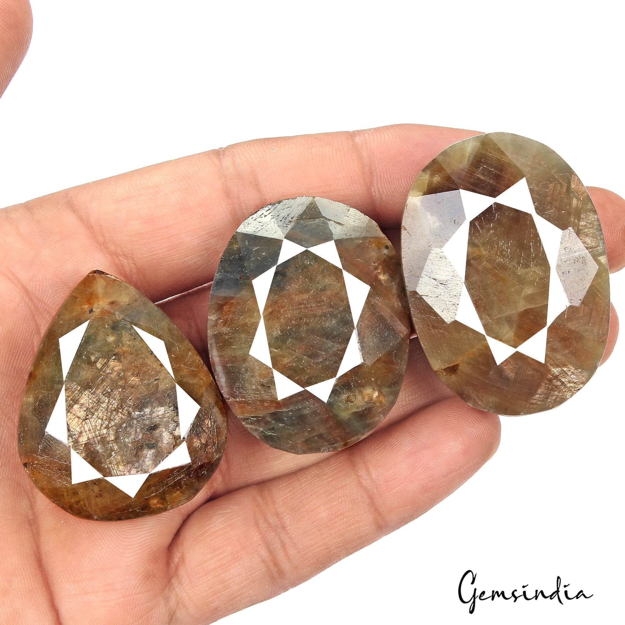950 Ct/3 Pcs Natural Untreated Brown Blue Sapphire Mix Cut Earth Mined Gems Lot
