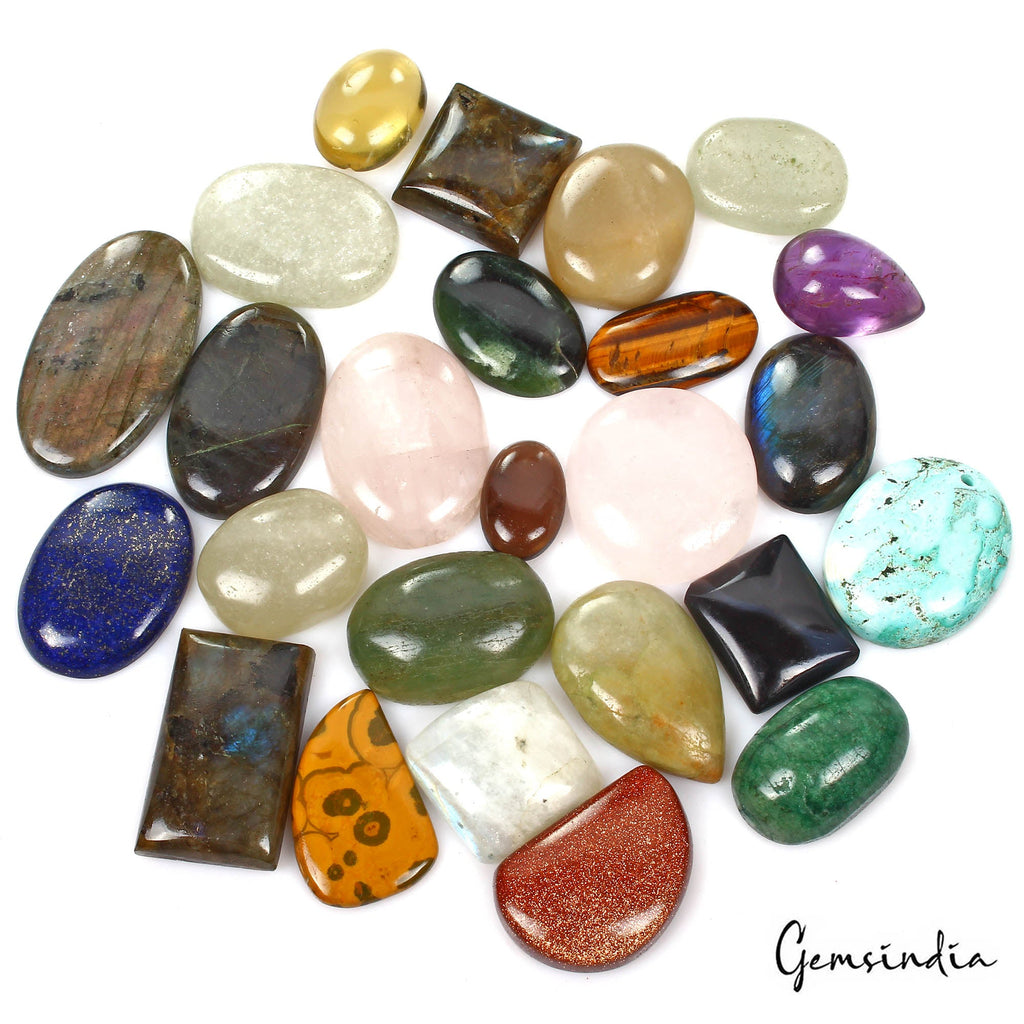 1550 Ct/25 Pcs Natural Multi Color Mix Cab Loose 21mm To 48mm Gems Wholesale Lot