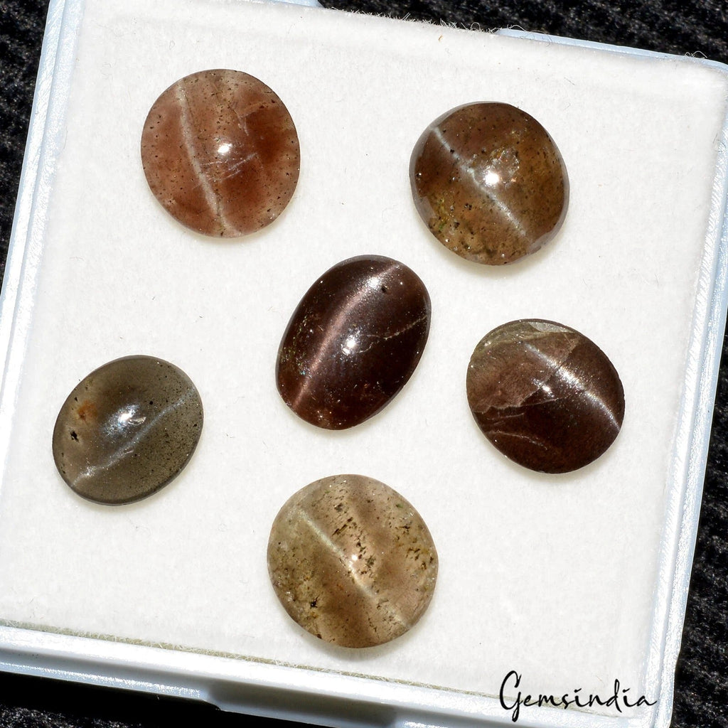 Natural Untreated Spectrolite Cats Eye Oval Cab Loose Gemstones 14 Cts/9mm-10mm