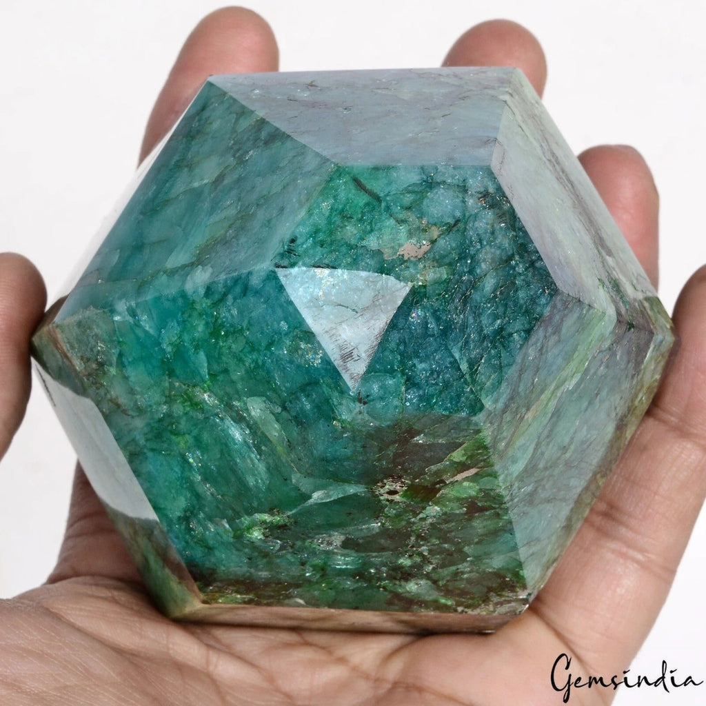 4400 Ct Natural Green Brazilian Emerald Silver Shine Hexagon Cut Earth Loose Gem