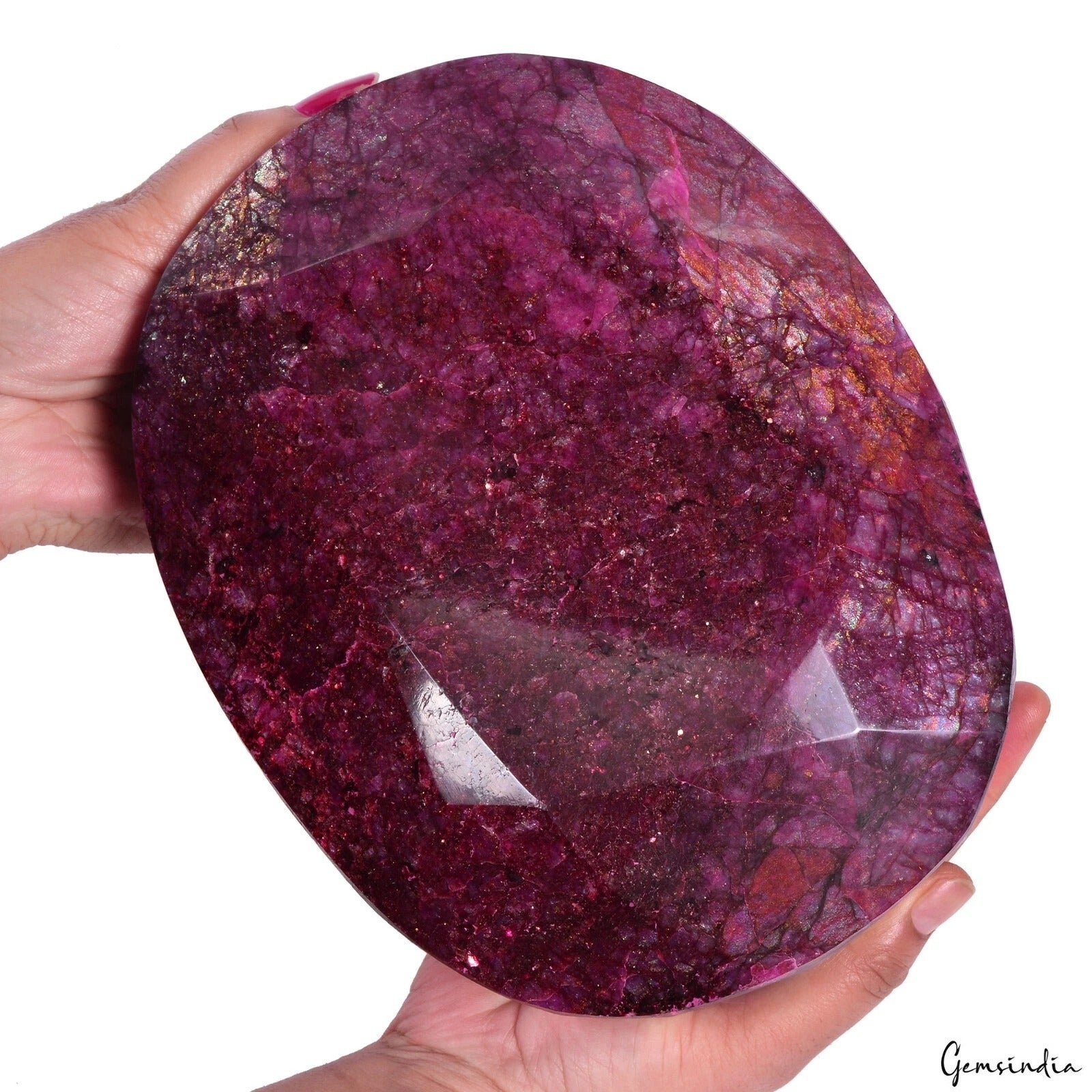 Beryl Loose Gemstone, Color Enhanced, Red — 8.75x6.75x4 Inches, 31500 Ct (6.3 Kg)