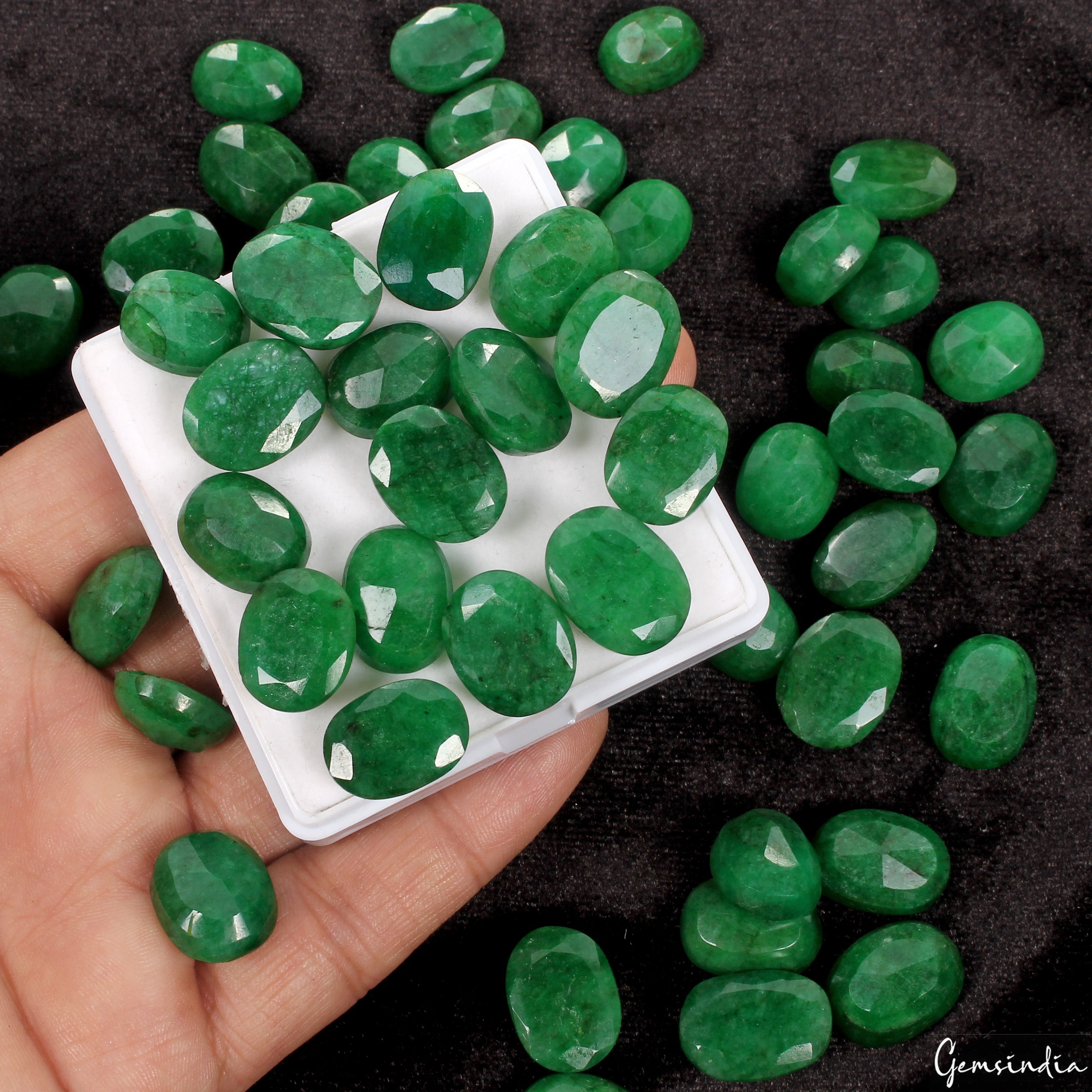 Certified Colombian Natural Green Emerald 570 Ct Oval Cut Loose Gemstones~50 Pcs