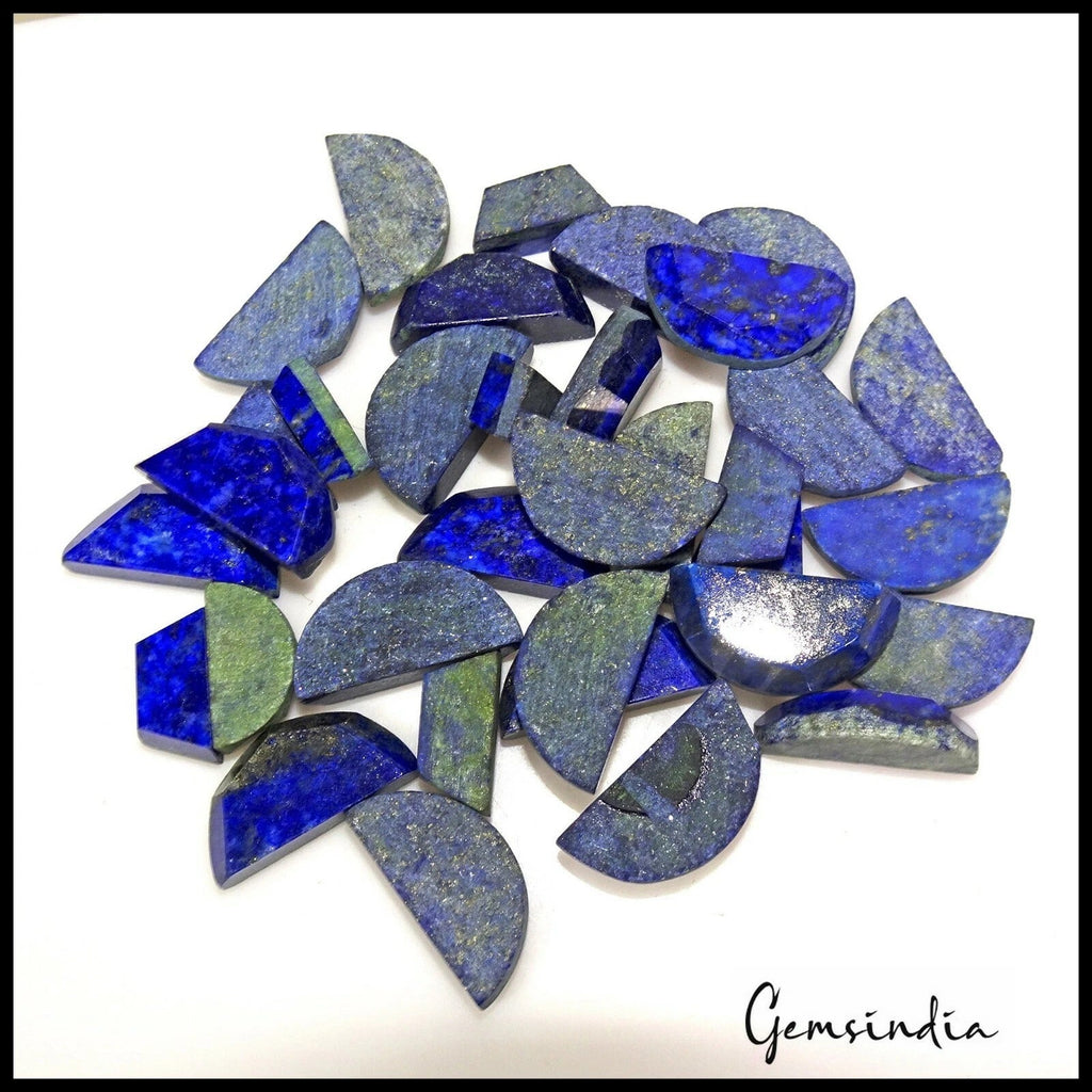 224.80 Cts/34 Pcs Natural Blue Lapis Lazuli 'D' Half Moon Checker Cut Loose Gems