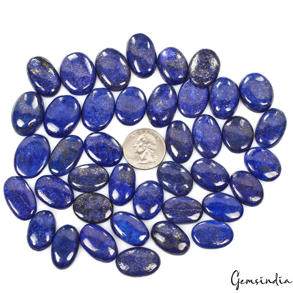 Pyrite Lot, Cabochon, Blue — 40 Pieces, 22mm to 28mm, 800 Ct, Afghanistan