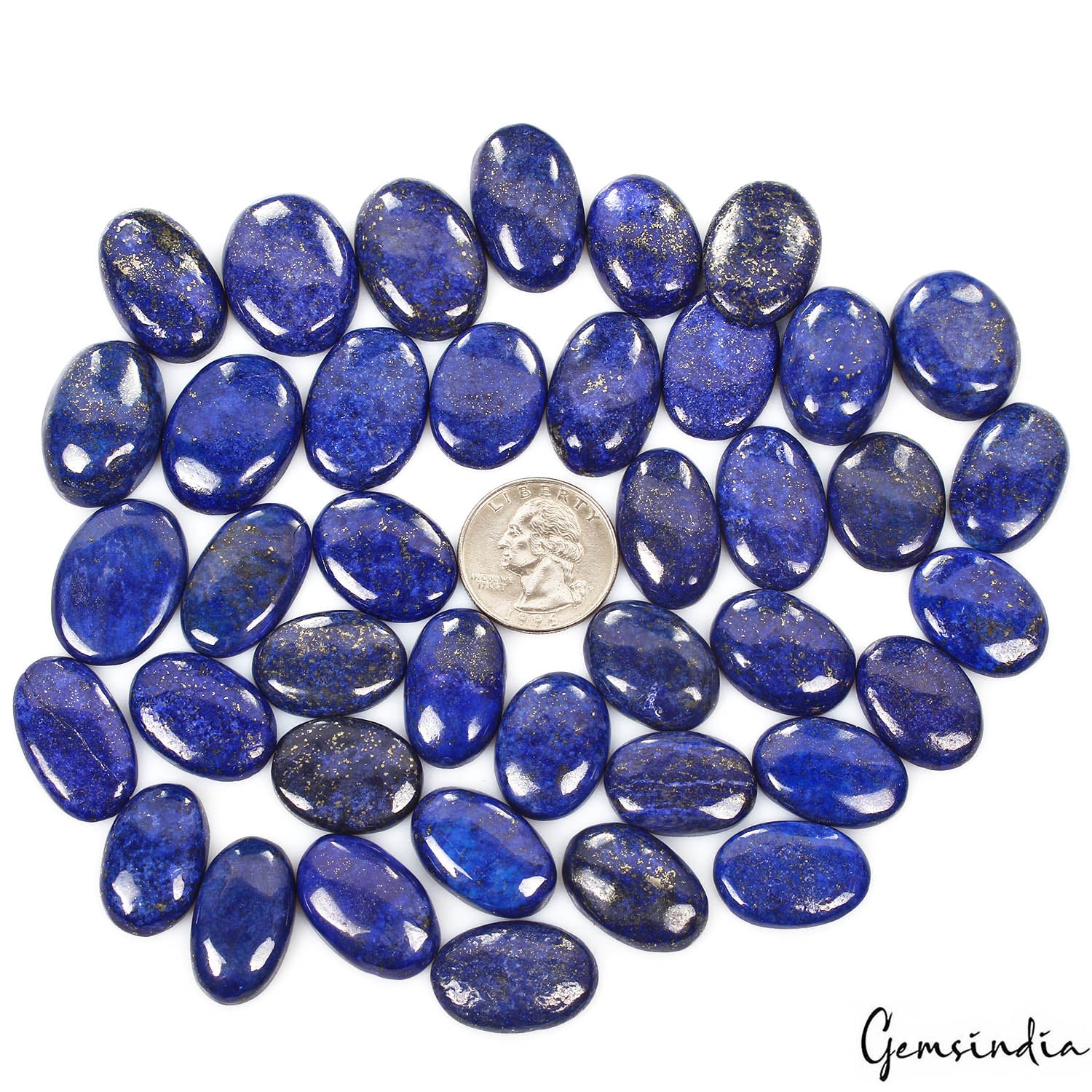 Pyrite Lot, Cabochon, Blue — 40 Pieces, 22mm to 28mm, 800 Ct, Afghanistan