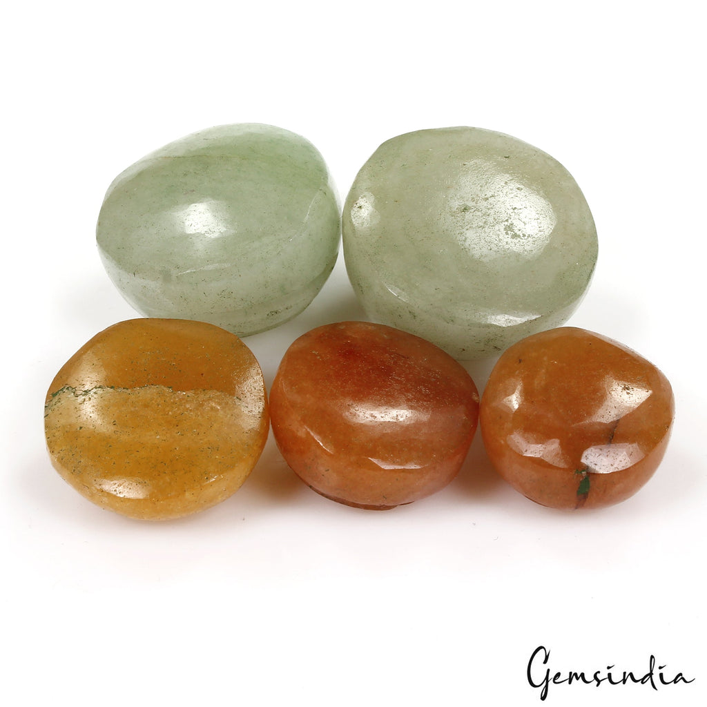 330 Ct Natural Green & Brown Aventurine Round Floral Carved Untreated Gemstones