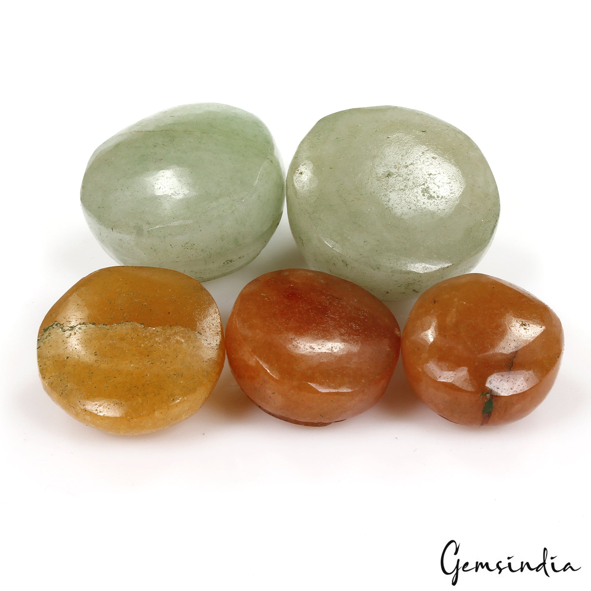 330 Ct Natural Green & Brown Aventurine Round Floral Carved Untreated Gemstones