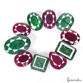 380 Cts/10 Pcs Natural Red Ruby Green Emerald Mixed Cut Loose Wholesale Gems Lot