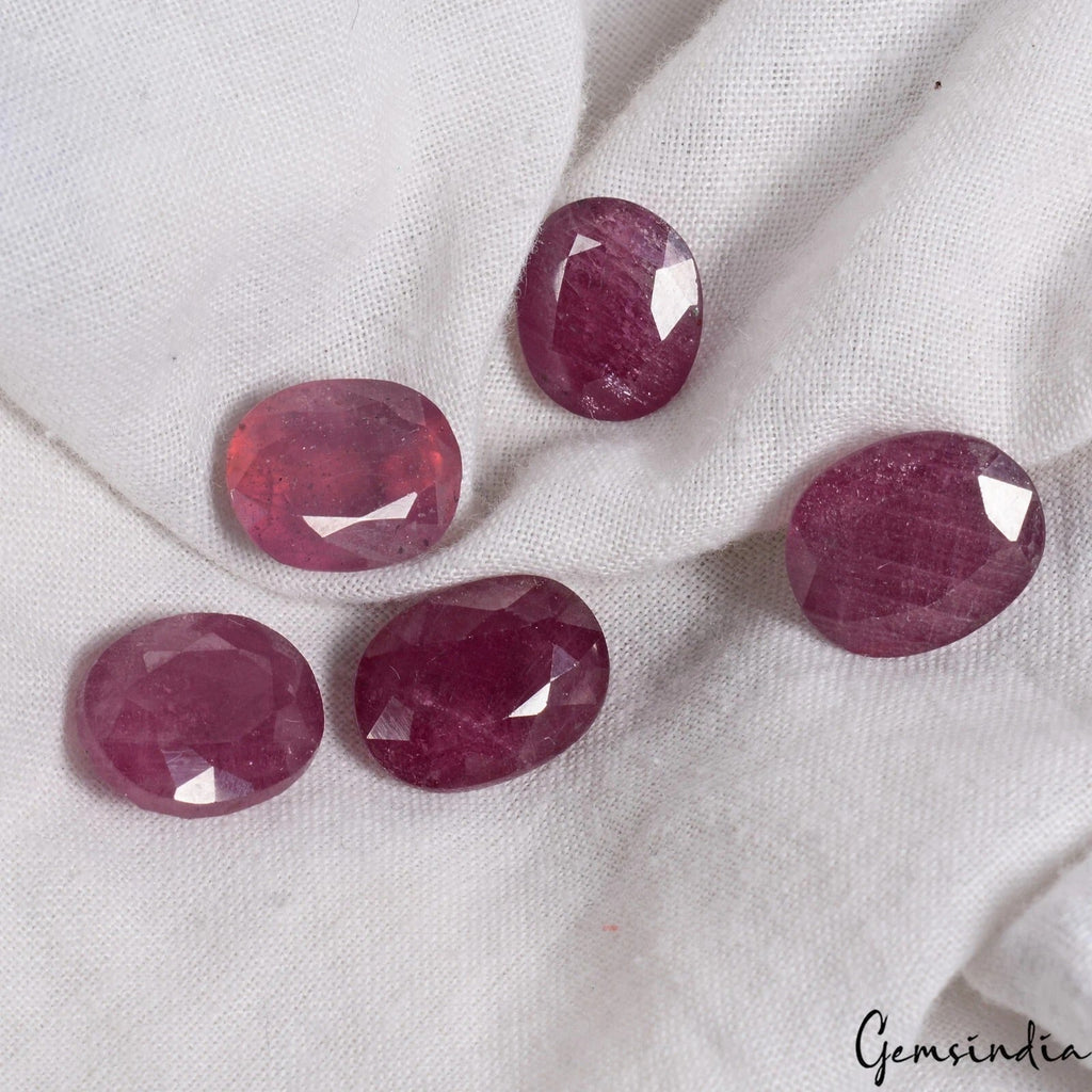 Certified 37.60 Cts/5 Pcs Natural Mozambique Red Ruby Oval Faceted Loose Gem Lot