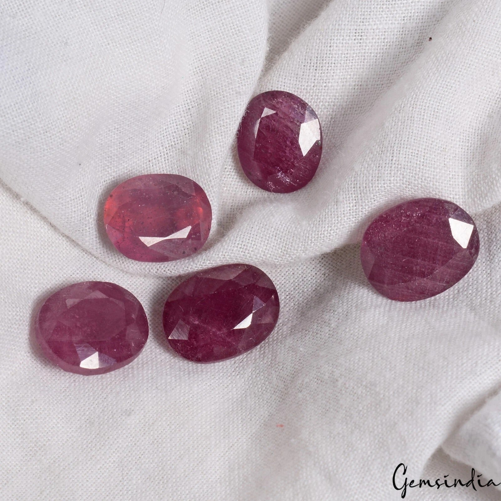 Certified 37.60 Cts/5 Pcs Natural Mozambique Red Ruby Oval Faceted Loose Gem Lot