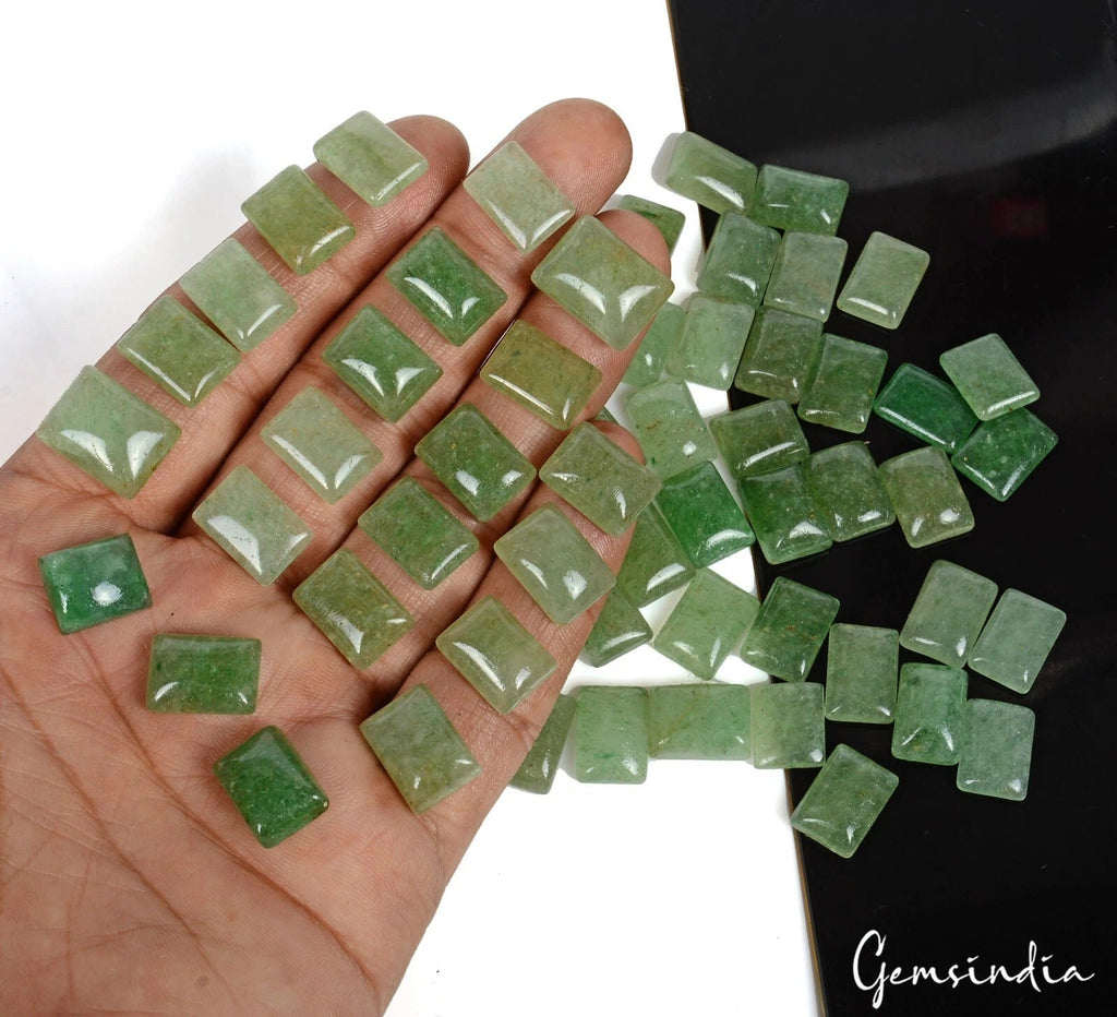 400 Ct Natural Green Aventurine Cushion Cabochon Loose jewelry Gemstones ~60 Pcs