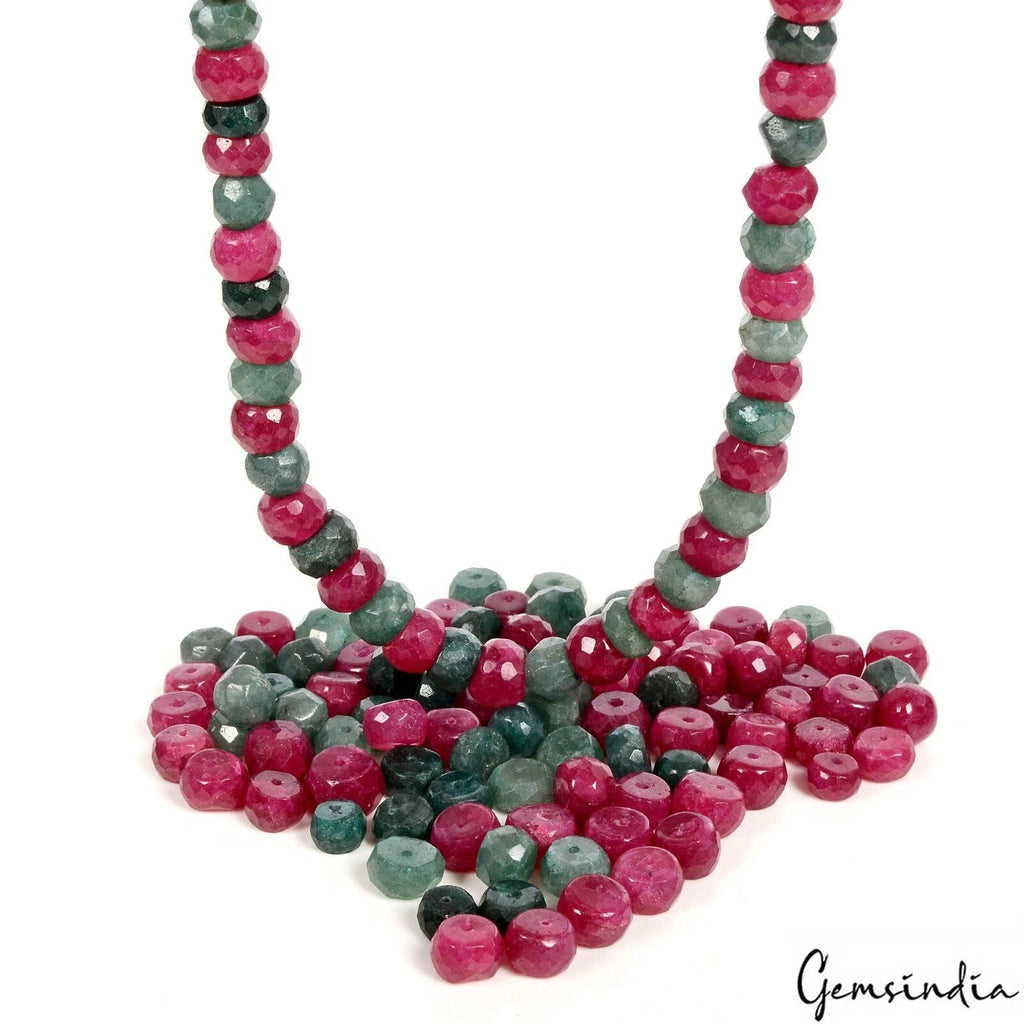 460 Ct/141 Pcs Natural Red Green Quartz Round Cut 6mm-9mm Drill Bead For Jewelry