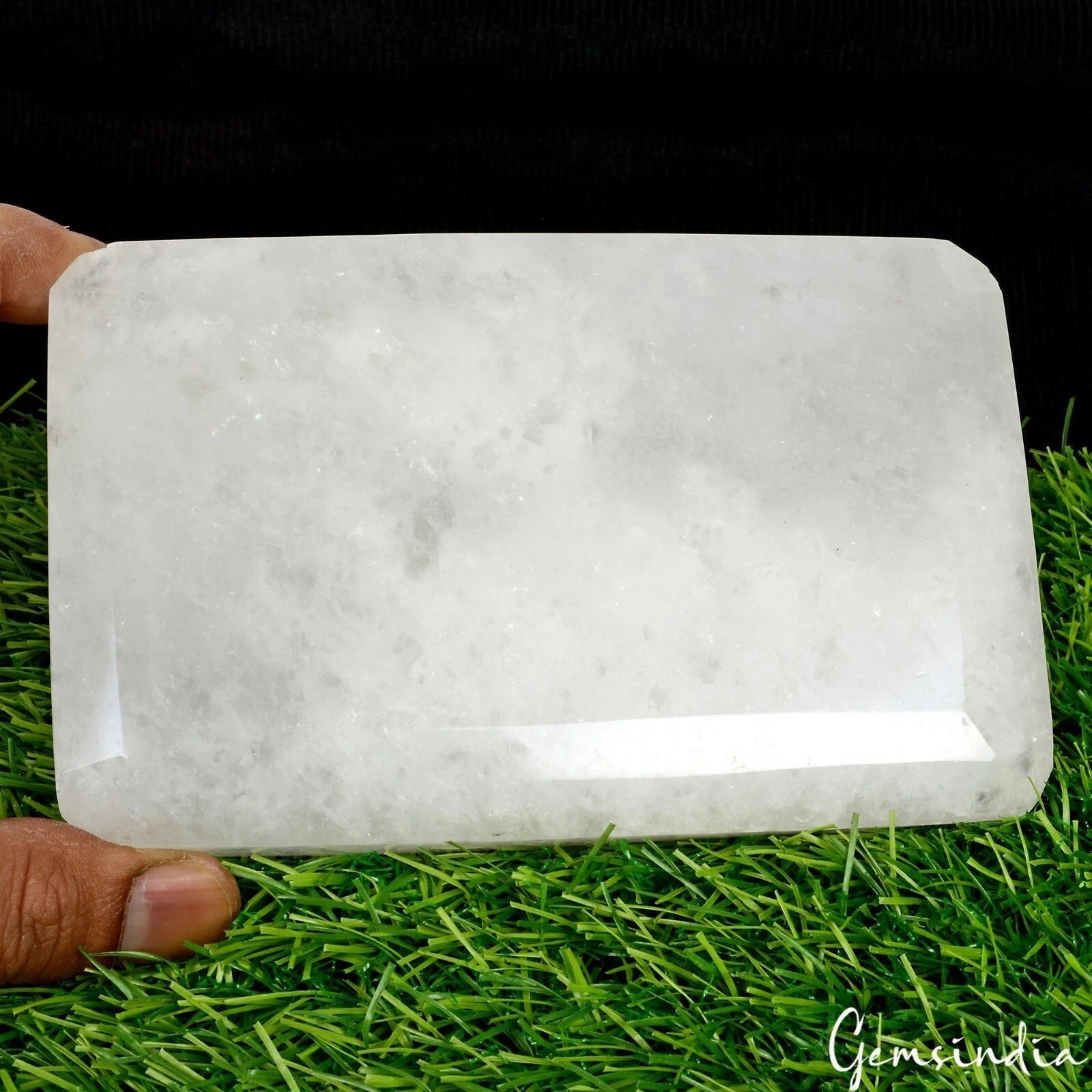870 Gram 100%Natural HUGE White Quartz Octagon Cut Gemstone Brazil Perfect Shape