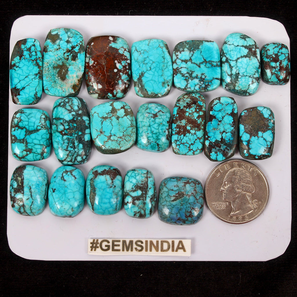 320 Cts/19Pcs Natural Blue USA Turquoise Cushion Cab Loose Wholesale Gems Lot
