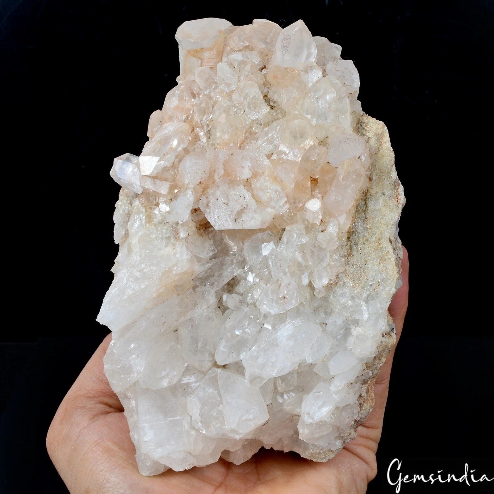 White Quartz Crystal Cluster, Untreated — 5.5x4x3 Inches, 0.960 Kg (4800 Ct), India