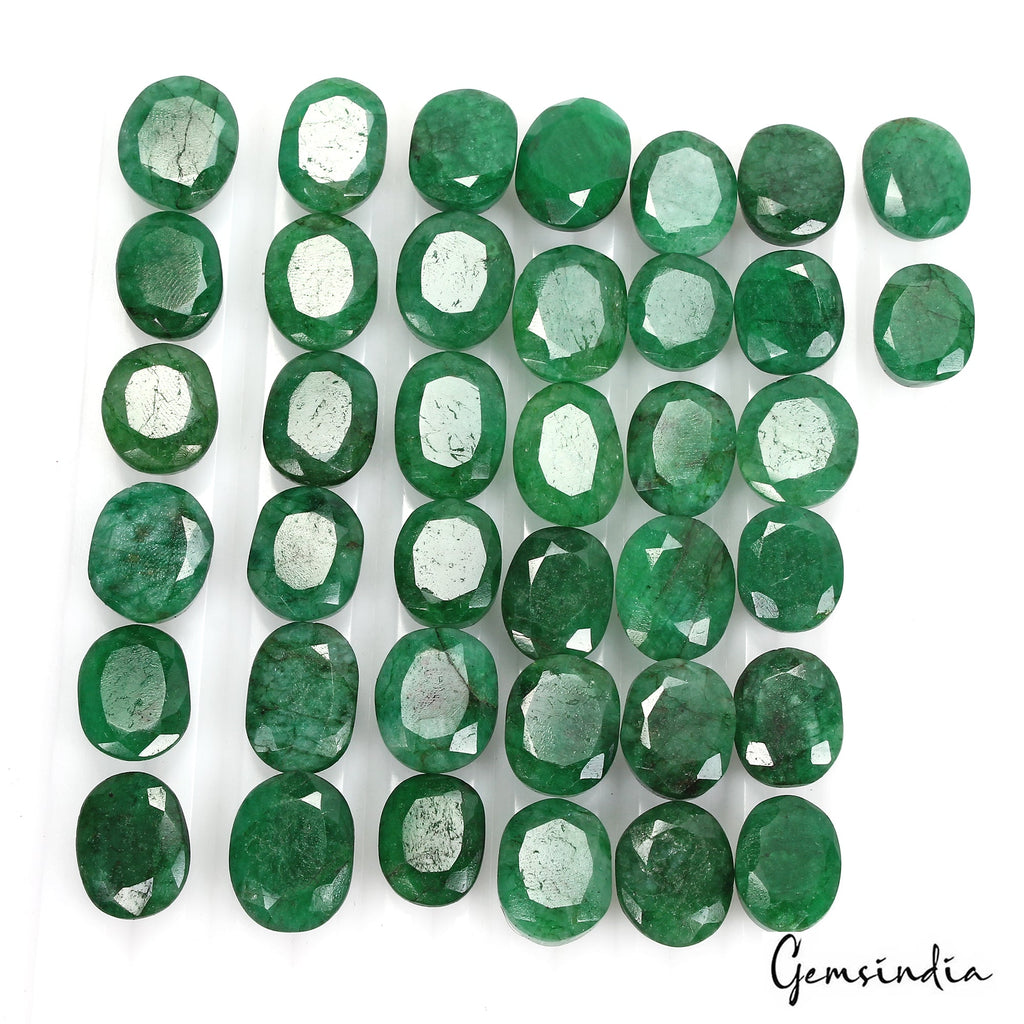 Natural Green Brazilian Emerald Oval Faceted Loose Wholesale Gemstone Lot 550 Ct