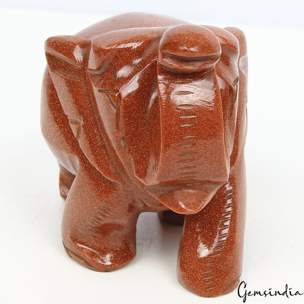 Sunstone Elephant Figurine, Untreated — 68x57x44 mm, 860 Ct, Madagascar