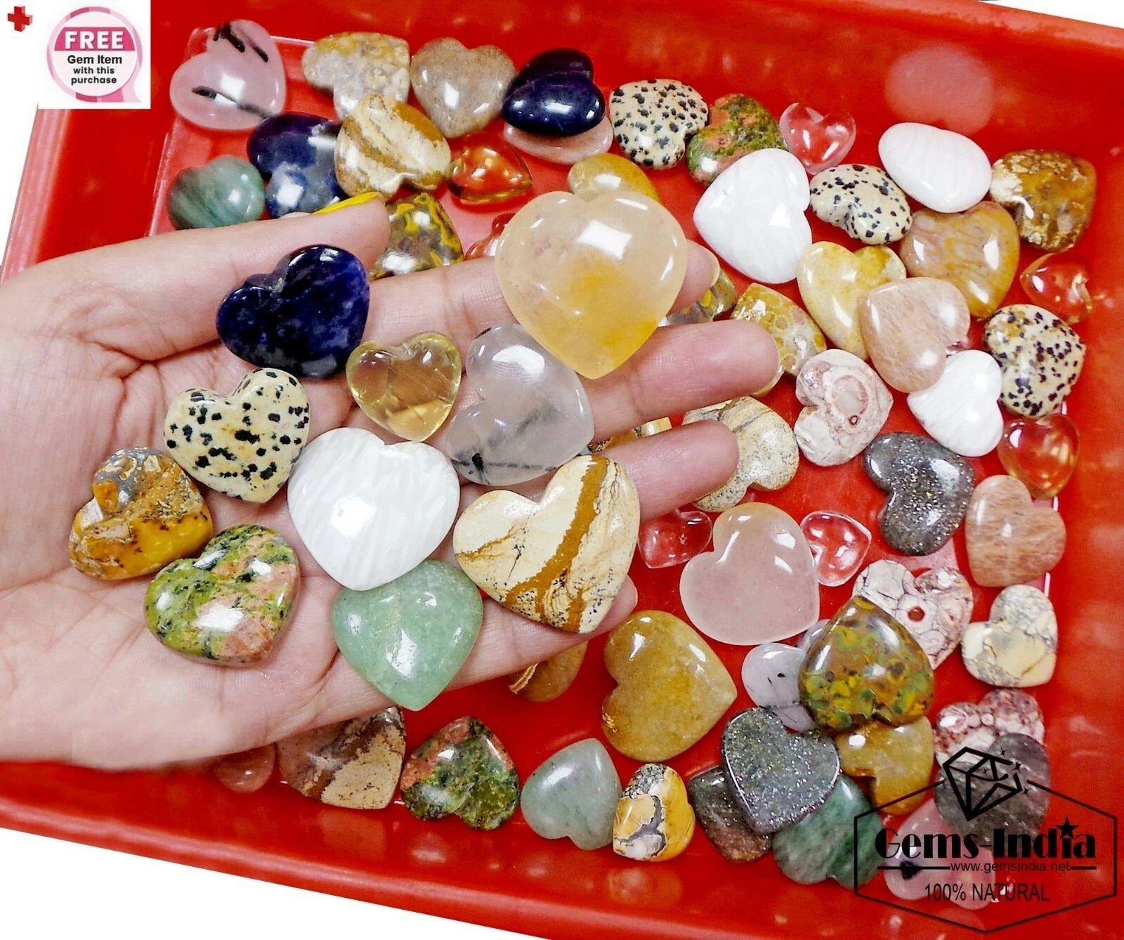 83 Pcs Natural Multi Gems Crystal Heart Shaped Healing Love Gemstones 4000 Cts