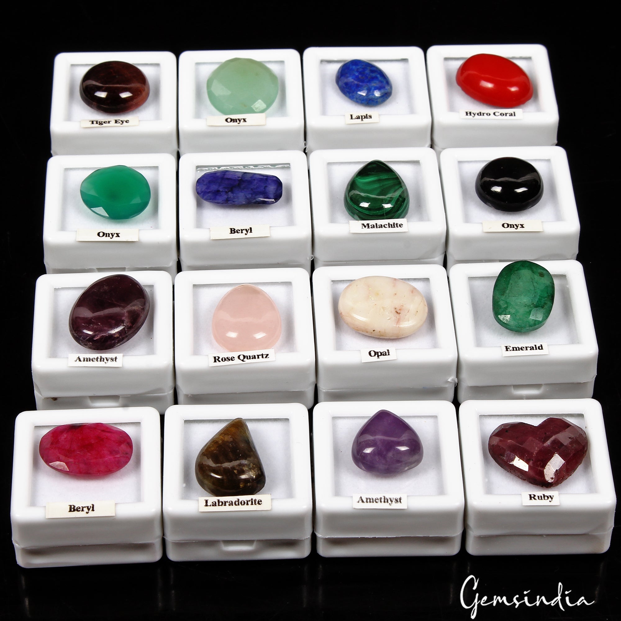 16 Pcs Estate Genuine Multi Gems Loose Multi Color Gemstones Collection W/ Boxes