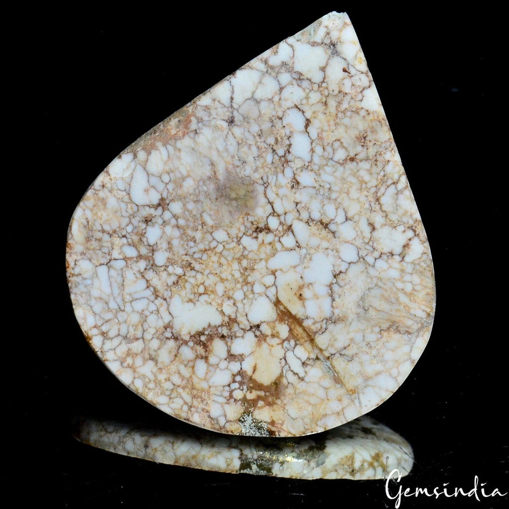 215 Ct Natural White Buffalo Turquoise Pear Cabochon Untreated Loose Gemstone