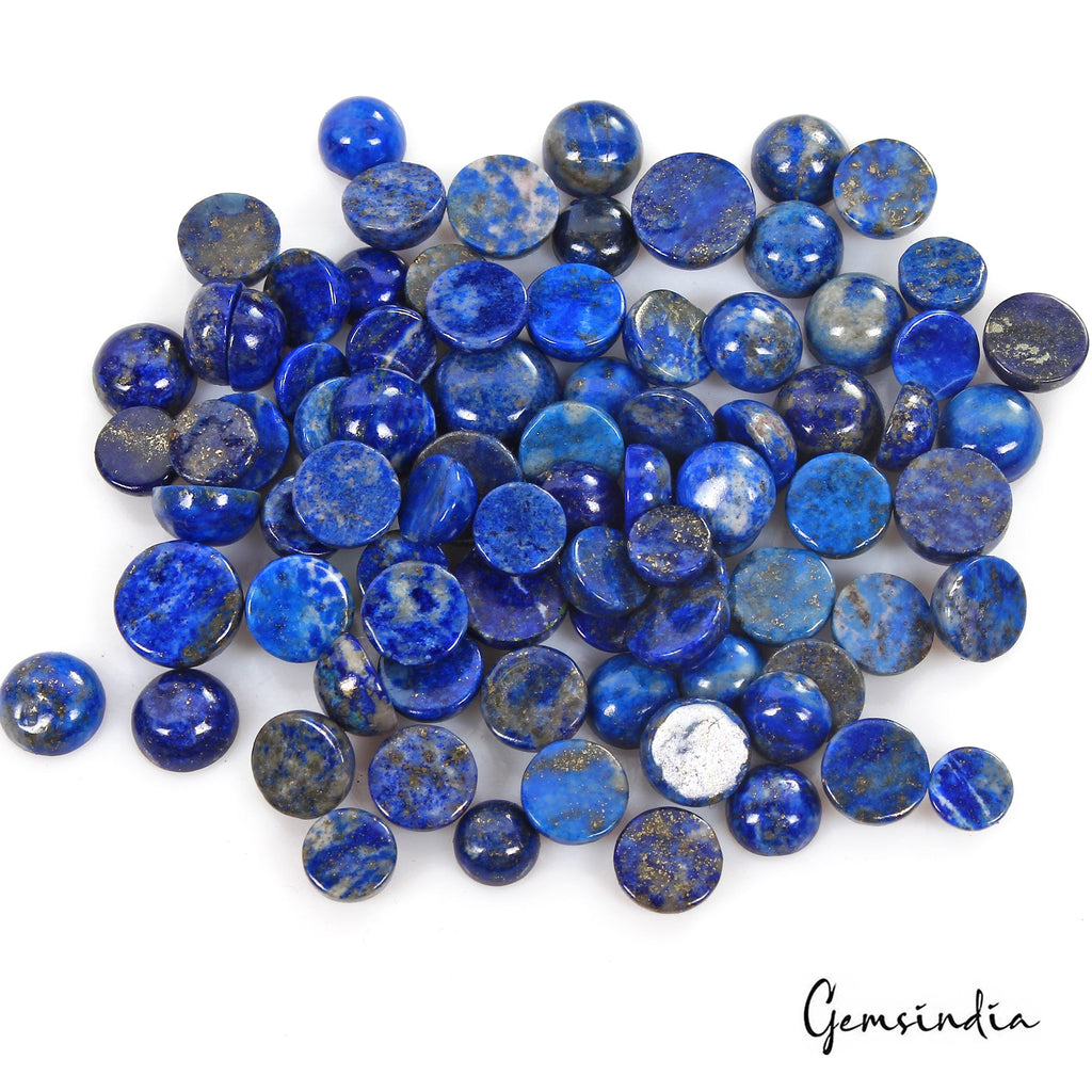 263 Cts/82 Pcs Natural Blue Lapis Lazuli Round Cab Loose Gems Lot For Jewelry