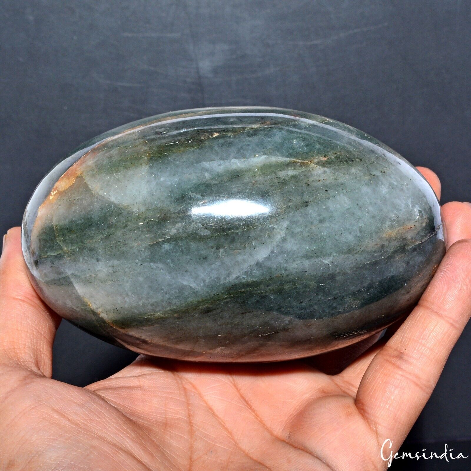 4500 Ct Natural Green Gray Agate Egg Shape Oval Healing Crystal Mineral Gem 4.7"